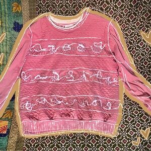 blush pink embroidered floral sweater